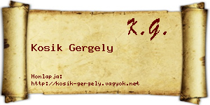 Kosik Gergely névjegykártya